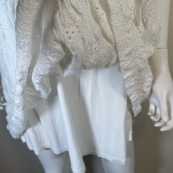 Anthropologie Maeve Eyelet Mini Dress Sz XS White Puff Short Sleeve Flowy Boho - Picture 10 of 15